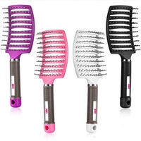 Outils de coiffure, brosse à cheveux en nylon plastique avec logo personnalisé, brosse démêlante incurvée à ventilation pour un séchage plus rapide