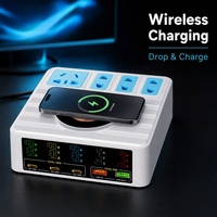 Chargeur GaN 140W avec écran LED, charge sans fil 15W et 4 prises CA, pour usage familial, 28 pièces par carton en gros