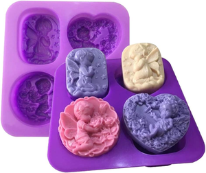 Bán Buôn Bán Chạy Nhất 4 Sâu Răng Khuôn Thiên Thần Thủ Công Nghệ Thuật Silicone Xà Phòng Khuôn Mẫu Cổ Tích Thủ Công Khuôn Mẫu Tự Làm Xà Phòng Khuôn Mẫu - Product Image 1