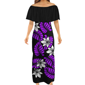 Samoan-vestidos con diseño de <span class=keywords><strong>tatuaje</strong></span> para <span class=keywords><strong>mujer</strong></span>, vestidos de un <span class=keywords><strong>hombro</strong></span>, estampado 3D <span class=keywords><strong>Tribal</strong></span> polinesiano, volantes, Puletasi de medio <span class=keywords><strong>hombro</strong></span> - Product Image 4