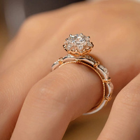 Bague en Moissanite avec Pierre Couleur D VVS1 pour Femme, en Argent Sterling 925, Bijou Élégant pour Fiançailles, Mariage, Cadeau d'Anniversaire