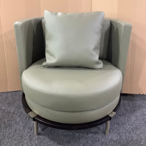 Factory Direct Modern Round Fixed Base Accent <strong>Chair</strong> Leather Upholstered Lounge <strong>Chair</strong> with Cushion FF&amp;E Projects Hotel Suite Use - Product Image 1