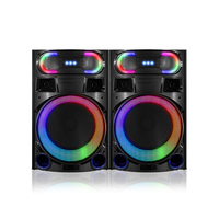 Speaker Pesta HoXen Mecha Style 12 inci 60W*2 RGB LED dengan Mic Karaoke - Desain Kayu 2 Buah