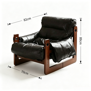 Poltrona Reclinabile Tenghang Mid Century Jersey Island <span class=keywords><strong>con</strong></span> Struttura in Legno Massello e Rivestimento in Pelle, <span class=keywords><strong>Divano</strong></span> Singolo per Soggiorno, Camera da Letto, Arredamento Casa - Product Image 6