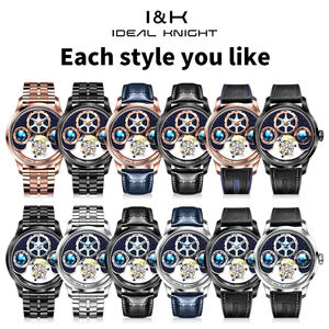 Montre Tourbillon Squelette Étanche en Acier Inoxydable Design Terrestre de Luxe Marque ODM avec Logo Personnalisé Ideal Knight 6805 pour Homme - Product Image 5