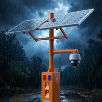 EBOY ECN25FH-001 Lampu Strobo LED Merah/Biru Sensor Inframerah IP66 Sistem Pemasangan Panel Surya Tenaga Surya Off Grid untuk Penyimpanan Kamera CCTV