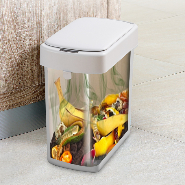 Smart Sanitary Sensor Slim Bin with Lid One-Touch Automatic Installation for Kitchen Bathroom Bedroom-for Garbage & Rubbish Bin