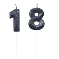 Bougie de gâteau à facettes géométriques noires à brancher pour anniversaire 18 21 30 40 50 60 70 80