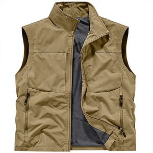 Veste d'hiver matelassée unisexe légère, coupe-vent, écologique, mince, sans manches, fermeture éclair intégrale, col montant, multi-poches, décontractée - Product Image 6