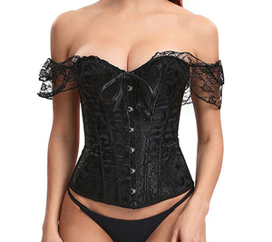 <span class=keywords><strong>Corset</strong></span> vintage pour femme, haut bustier à épaules dénudées, manches courtes, style gothique victorien, à lacets, avec armatures - Product Image 5