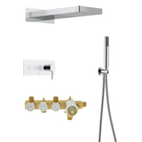 Système de douche au plafond moderne en laiton salle de bain bain douche robinet pluie dissimulé ensemble de douche en céramique brossé contemporain