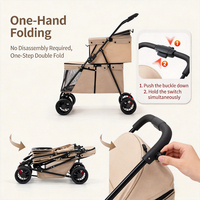 Poussette double pour animaux de compagnie, 4 roues universelles, tissu Oxford, voyage en plein air, compartiment bébé et animal, poussette pour chien