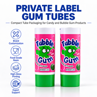 Tube d'emballage personnalisé pour chewing-gum, conteneur en aluminium et plastique avec bouchon à vis 12,7-35 mm, logo imprimé UV, qualité alimentaire