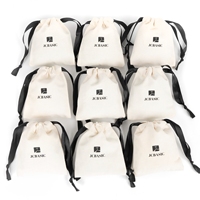 Sac cadeau en fibre naturelle éco-coton avec logo ruban cordon double pochette pour vêtement sac à poussière en coton