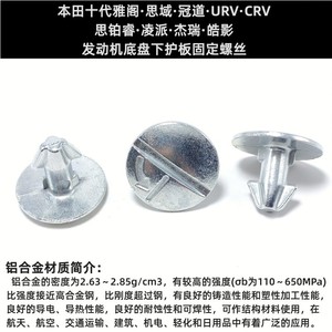 Honda Engine Underbody Guard <b>Plate</b> Screw Seat Clips 23120823 Aluminum Alloy For Accord Civic Avancier CR V UR V Spirior - Product Image 5