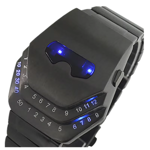 <span class=keywords><strong>Orologi</strong></span> da <span class=keywords><strong>Uomo</strong></span> alla Moda con Cinturino in Acciaio Design Testa di Serpente LED ROSSO/BLU Vendita Calda - Product Image 4