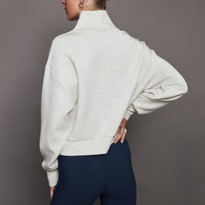<span class=keywords><strong>Sudadera</strong></span> cómoda de algodón y elastano <span class=keywords><strong>con</strong></span> <span class=keywords><strong>media</strong></span> <span class=keywords><strong>cremallera</strong></span>, manga larga, cuello alto, transpirable y cortavientos para <span class=keywords><strong>mujer</strong></span> - Product Image 4
