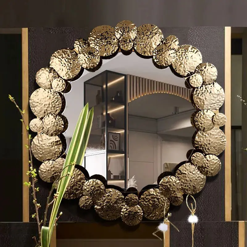 Kaca dinding kreatif cermin dinding logam mewah Retro 100CM desain kaca untuk dekorasi Sofa penjualan laris penggunaan rumah untuk kamar mandi