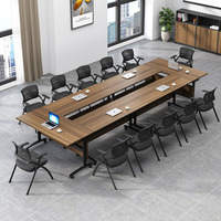Table de formation pliante robuste en MDF avec roulettes, couleur noyer, bureau de conférence pour l'école, tailles personnalisées Uetco