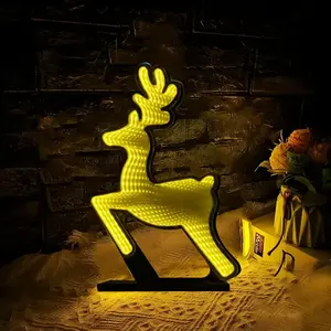 Lumière néon cerf alimentée par USB avec miroir à mille couches - Étanche pour les fêtes, les festivals et la décoration de centres commerciaux - Cadeau pour la maison - Product Image 5