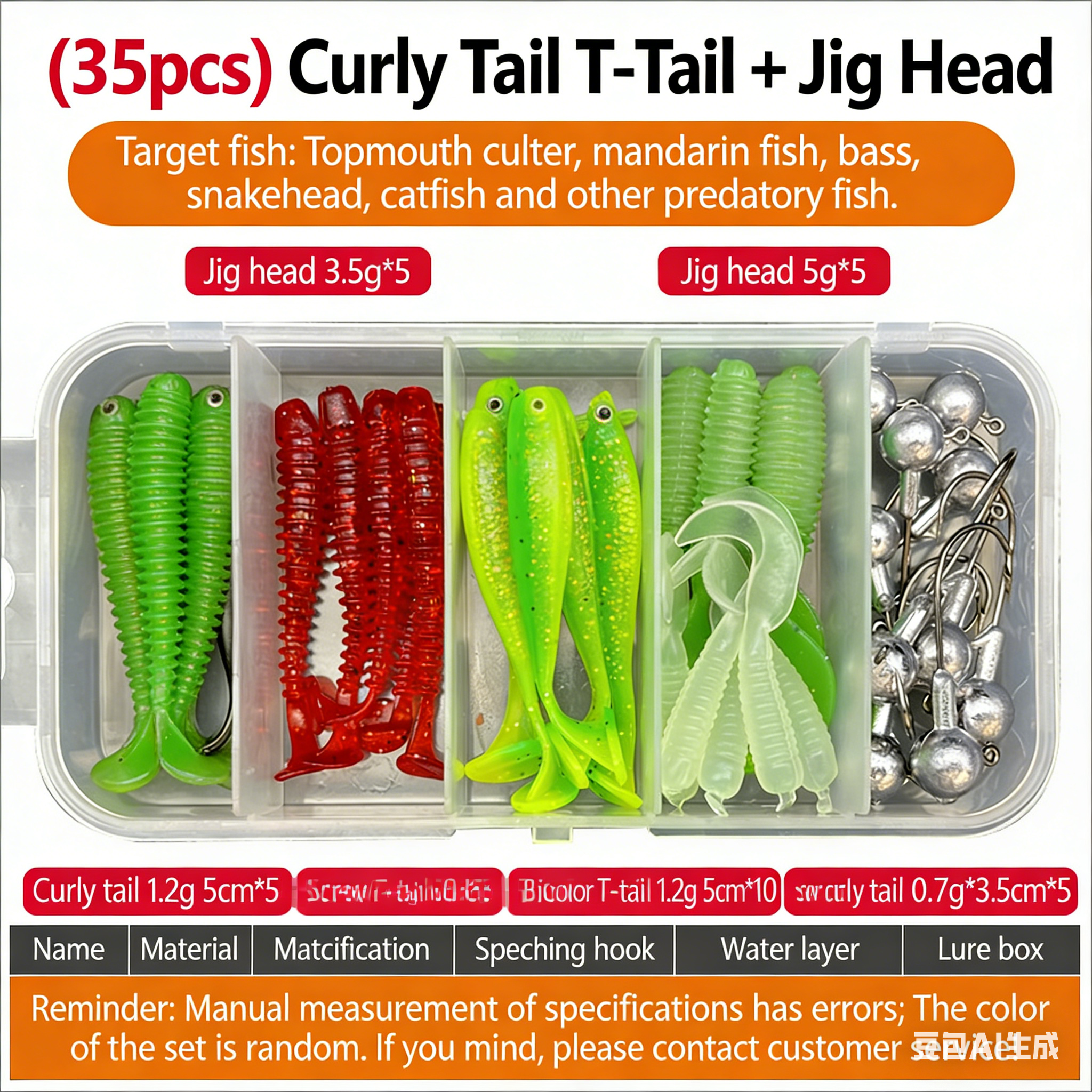 35 pieces 3-5cm tail roll tail