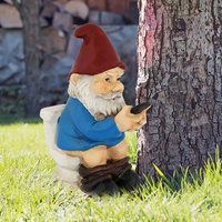 Figurine de toilette en résine, sculpture artistique peinte à la main, statue de téléphone amusante de dessin animé, mini décoration pour salle de bain, bureau ou jardin