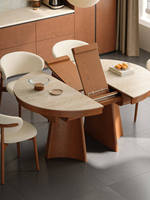 Ensemble table et chaises de salle à manger multifonctionnelles en pierre de style médiéval, idéal pour les petites maisons ; table ovale pliable et extensible