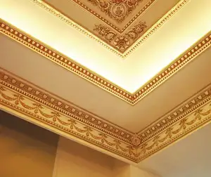 Top Sales Red Wall Ps Artistic Plaster Ceiling Decoration Cornice Design Villa Cornice Moulding Ceiling