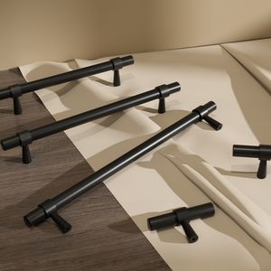 มือจับลิ้นชักทองเหลืองสีดำด้าน - สไตล์ฝรั่งเศสกลางศตวรรษ สำหรับตู้และตู้เสื้อผ้าสไตล์อเมริกันโมเดิร์น - Product Image 5