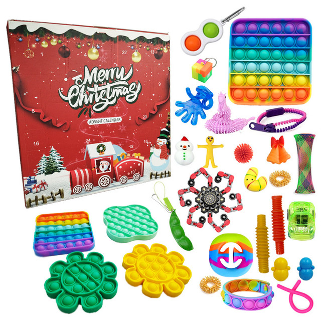 Calendrier De L'Avent 2026 – 24 Surprises (23 Petits Jouets Sensoriels + 1 Grand Modèle) – Anti-stress, Doux – Cadeau Enfants Et Adultes