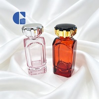 Flacon de parfum en verre rectangulaire à facettes semi-transparentes de luxe, 100 ml, avec bouchon, logo personnalisé, vente en gros