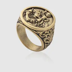 Cincin Pria Desain Simpel Modis Grosir Perhiasan Segel Kustom Baja Tahan Karat Cincin Cincin Pria