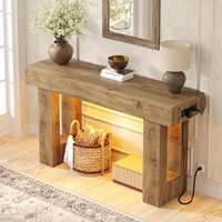 Table console moderne en pin massif écologique avec lumière à capteur pour salon, appartement, entrée, décoration intérieure
