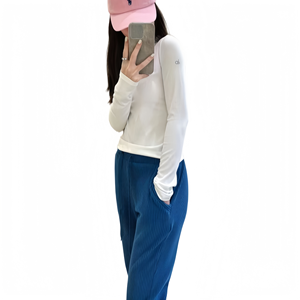 Nouveau design 2026 AL Printemps/Été T-<span class=keywords><strong>shirt</strong></span> <span class=keywords><strong>femme</strong></span> uni côtelé à <span class=keywords><strong>manches</strong></span> <span class=keywords><strong>longues</strong></span>, élastique, amincissant, pour le yoga, le Pilates et comme sous-vêtement de sport - Product Image 3