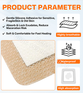 Perban Luka Tahan Air dengan Pinggiran Lembut, Daya Serap Tinggi, Perban Busa Silikon 7.5x7.5cm Bersertifikat CE, Disinfektan Inframerah Jauh - Product Image 2