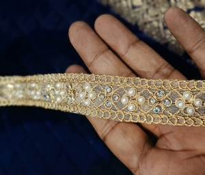 Pearl Floral <b>Lace</b> Trim <b>Ribbon</b> Embroidery Border Bridal Wedding Dress Lehenga Saree Garment Decorative Craft Home Decor Bags B.R. - Product Image 4