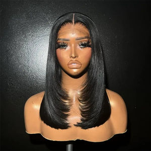 Vente en gros perruques de <span class=keywords><strong>cheveux</strong></span> humains Lace Front Lace Wig perruque de <span class=keywords><strong>cheveux</strong></span> brésiliens grande fermeture transparente partie latérale perruque pré-plumée pour les femmes - Product Image 4