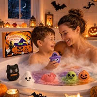 Coffret Cadeau Halloween Transfrontalier : Bombes de Bain Exfoliantes et Purifiantes au Sel Marin, Thème Citrouille & Fantôme