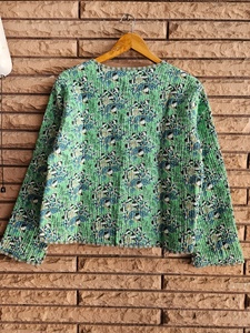 100% Hand Patchwork Cotton Quilted Full Sleeve Floral Pattern Belt Closure Soft Quick Dry Casual Coat for Women Winter Wear - Product Image 2