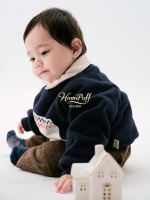 Sweat-shirt tricoté respirant à manches longues raglan avec faux col deux pièces et broderie bateau à voile, doux et chaud, unisexe, pour bébé et tout-petit, automne