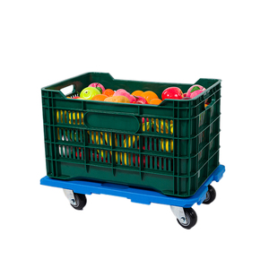 Chariot à palettes multifonctionnel en plastique renforcé de qualité industrielle, bleu, à quatre roues, avec caisse solide, écologique, pour entrepôt - Product Image 2