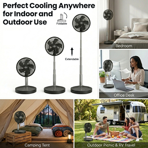 Rechargeable Outdoor Standing <b>Fan</b> <b>With</b> <b>Remote</b>, Adjustable Height, 4-Speed, LED Light, Power Bank, Portable for Home & Travel Por - Product Image 6