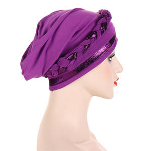 Q30334 Patchwork trenza dorada bohemio musulmán africano turbante para mujer cubierta <span class=keywords><strong>de</strong></span> pelo ropa para la cabeza quimio abrigo gorra sombrero - Product Image 3
