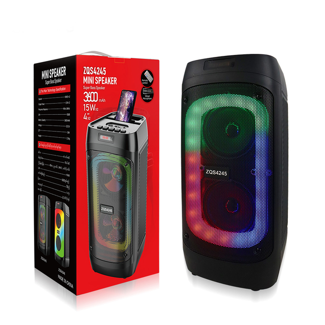 SING-E ZQS4245 High Power Dual Wireless Multimedia Speaker LED Light Super Bass Stage Party Karaoke Subwoofer Portable