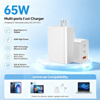 Station de charge rapide HNT OEM 65W haute puissance GaN 2C+1A 3 ports avec adaptateur de charge multiple pour Samsung Galaxy S25 S24 Ultra