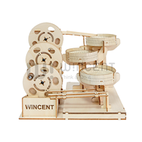 Kit de construction 3D en bois DIY : Tour d'engrenages mécanique découpée au laser pour circuit de billes – Jouet éducatif STEM pour enfants et adultes