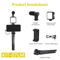 Video siaran langsung potret fotografi LED, Kit lampu Vlog termasuk lampu Led, Tripod dudukan telepon mikrofon