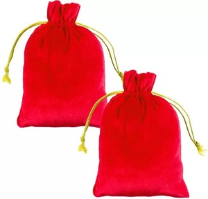 Sac Potli en velours unisexe QTC, élégant et bohème, avec fermeture à cordon, fleurs brodées, décoration boutonnée, 500 g - Product Image 5