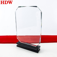 Plaque aliments en verre de cristal vierge, rectangulaire, personnalisée, cadeau d'affaires, base noire, 500g, vente en gros