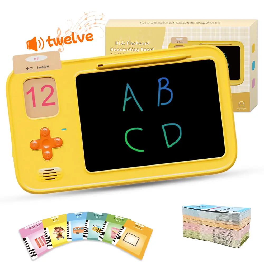 224 tarjetas parlantes tarjetas Flash tablero de escritura 224 vistas viejo chico escritura tableta LCD dibujo tableta para niños aprendizaje